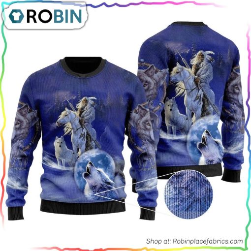 Wolf Native Ugly Christmas Sweater