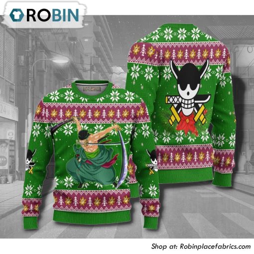 Zoro One Piece Anime 3D Printed Ugly Christmas Sweater