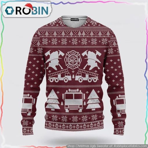 3D Fire Dept Firefighter Ugly Sweater Christmas Gifts For Firefighters