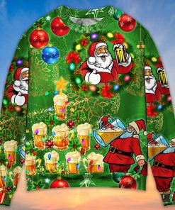 Christmas Funny Santa Claus Drinking Beer Happy Christmas Tree Green Light Christmas Ugly Sweater, Sweatshirt Christmas Funny Santa Claus Drinking Beer Happy Christmas Tree Green Light Christmas Ugly Sweater, Sweatshirt