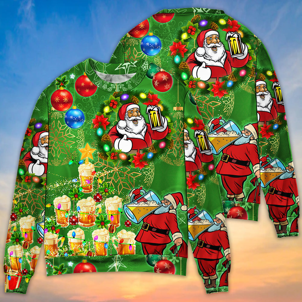 Christmas Funny Santa Claus Drinking Beer Happy Christmas Tree Green Light Christmas Ugly Sweater, Sweatshirt Christmas Funny Santa Claus Drinking Beer Happy Christmas Tree Green Light Christmas Ugly Sweater, Sweatshirt