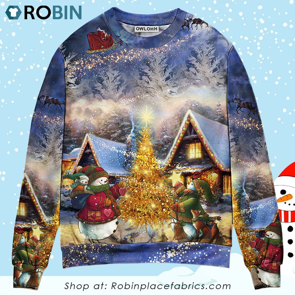 Christmas Santa Claus Reindeer Snowman Family In Love Gift Light Art Style Christmas Ugly Sweater Sweatshirt Christmas Santa Claus Reindeer Snowman Family In Love Gift Light Art Style Christmas Ugly Sweater, Sweatshirt