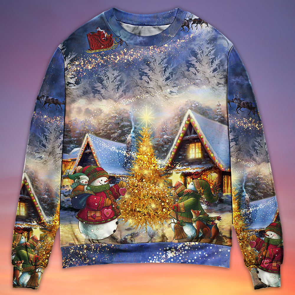 Christmas Santa Claus Reindeer Snowman Family In Love Gift Light Art Style Christmas Ugly Sweater Sweatshirt Christmas Santa Claus Reindeer Snowman Family In Love Gift Light Art Style Christmas Ugly Sweater, Sweatshirt