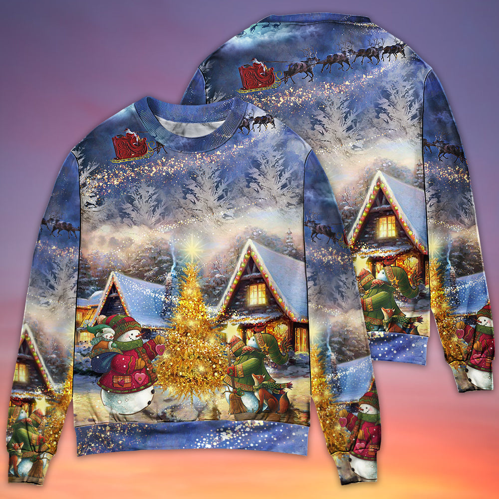 Christmas Santa Claus Reindeer Snowman Family In Love Gift Light Art Style Christmas Ugly Sweater, Sweatshirt Christmas Santa Claus Reindeer Snowman Family In Love Gift Light Art Style Christmas Ugly Sweater, Sweatshirt