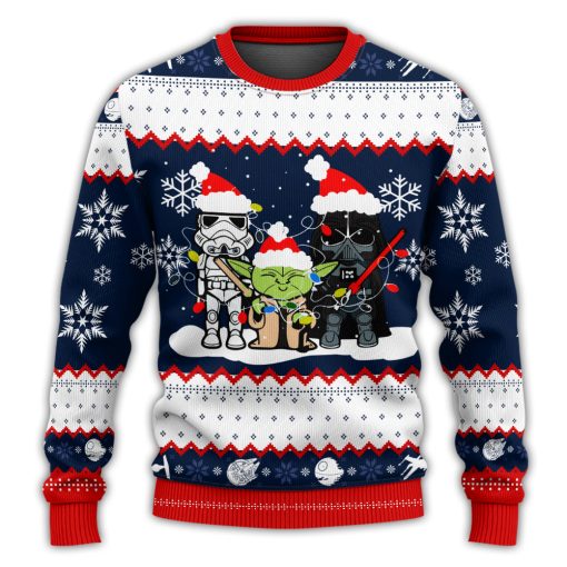 Christmas Star Wars Darth Vader Baby Yoda And Stormtrooper Merry Christmas 3D Printed Christmas Ugly Sweater 7421