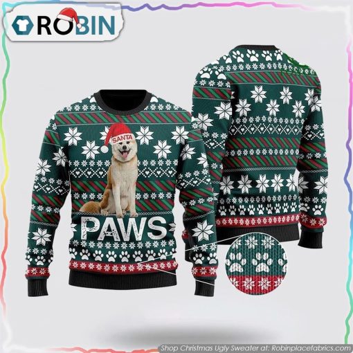 Akita Santa Printed Christmas Ugly Sweater, Pet Lover Christmas Sweater