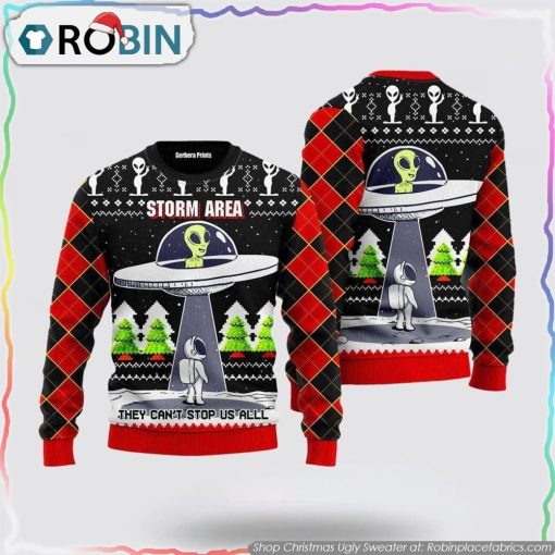 Alien Stop Area Ugly Christmas Sweater