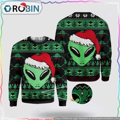 Aliens Christmas Ugly Sweater Unisex Knit Wool Ugly Sweater