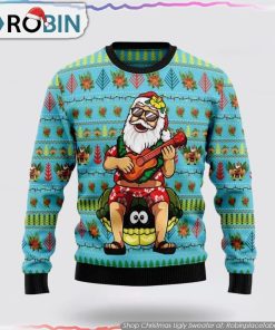 Aloha Santa Claus Play Guitar Xmas Ugly Sweater