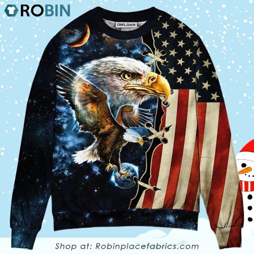 America Eagle Amazing Galaxy 3D Ugly Christmas Sweater