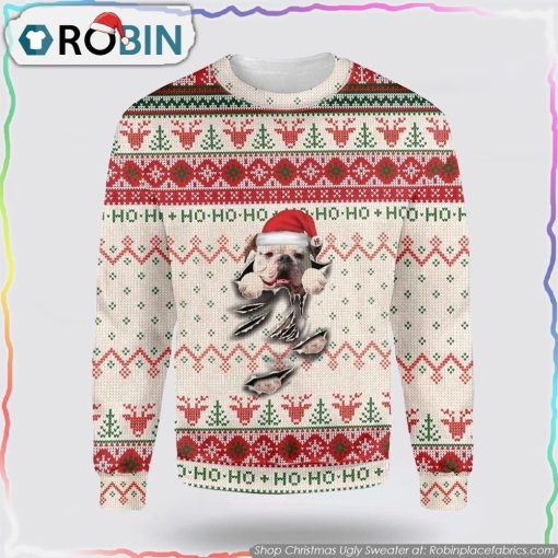 American Bulldog Scratch Ugly Christmas Sweater, Pet Lover Christmas Sweater