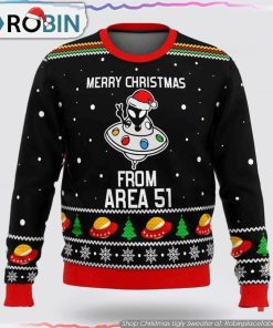 Area Aliens Ugly Sweater Merry Xmas Festive Design