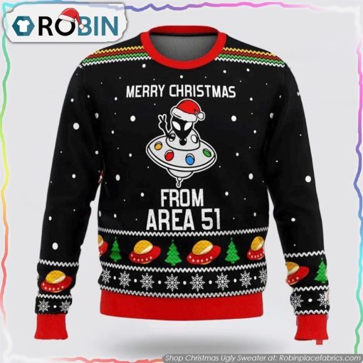 Area Aliens Ugly Sweater Merry Xmas Festive Design