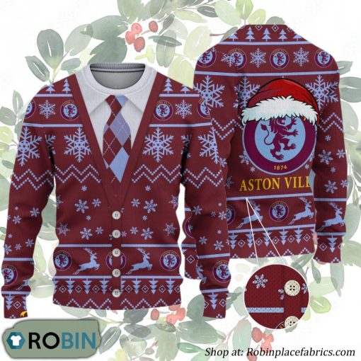 Aston Villa FC Premier League Ugly Christmas Sweater