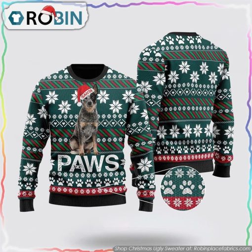 Australian Cattle Dog Santa Printed Christmas Ugly Sweater Dog Lover Christmas Sweater