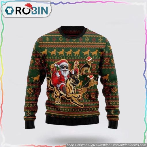 Awesome German Shepherd Dog Santa Claus Christmas Ugly Sweater Dog Lover Christmas Sweater