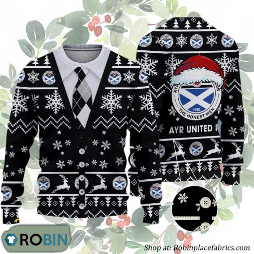 Ayr United FC Scottish Professional Football League Ugly Christmas Sweater