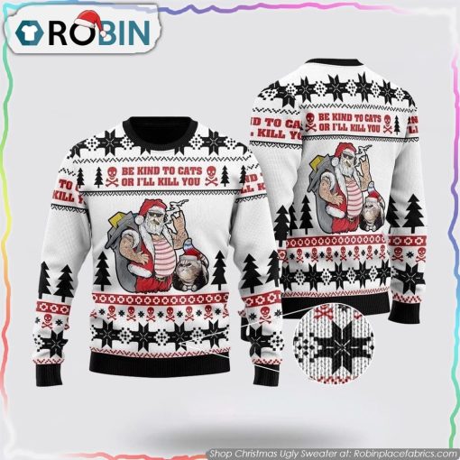 Be Kind To Cats Ugly Christmas Sweater Cat Lover Christmas Sweater