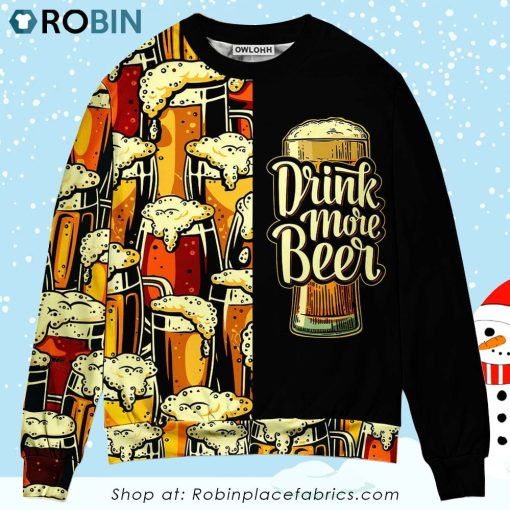 Beer Favorite Drink More Beer 3D Printed Christmas Ugly Sweater