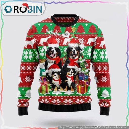 Bernese Mountain Dog Family Ugly Christmas Sweater Dog Lover Christmas Sweater