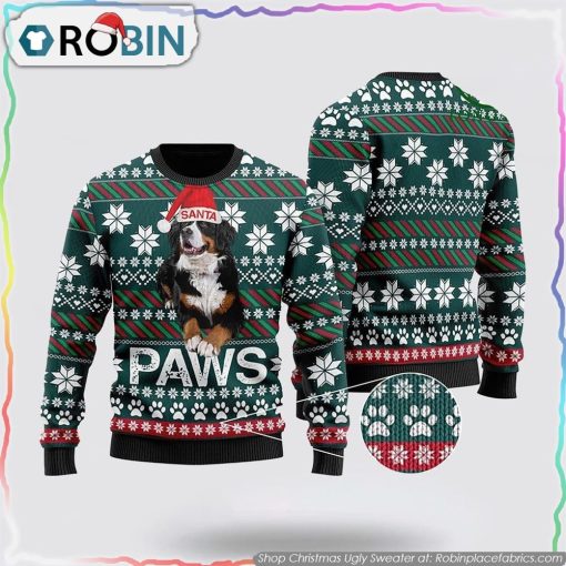 Bernese Mountain Dog Santa Printed Christmas Ugly Sweater Dog Lover Christmas Sweater