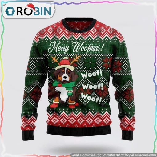 Bernese Mountain Dog Woofmas Ugly Christmas Sweater Dog Lover Christmas Sweater