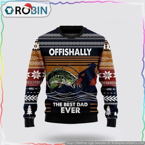 Best Dad ever Fishing Retro Vintage Ugly Christmas Sweater Gifts For Pet Lover