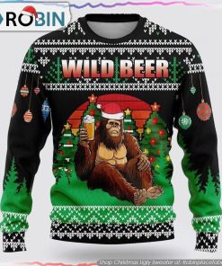 Bigfoot Beer Christmas Green And Black Pattern Ugly Christmas Sweater