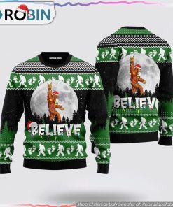 Bigfoot Believe Ugly Christmas Sweater Gifts For Ugly Sweater Lovers
