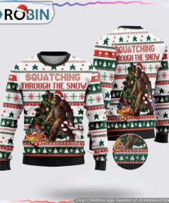 Bigfoot Christmas Candy Cane Christmas Ugly Sweater