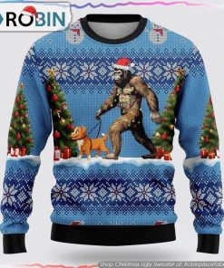 Bigfoot Christmas Dog Ugly Christmas Sweater Bigfoot Christmas Dog Ugly Christmas Sweater