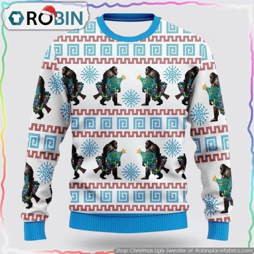 Bigfoot Christmas Snowflakes Ugly Christmas Sweater