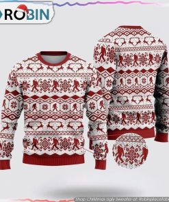 Bigfoot Classic Red Pattern Christmas Ugly Sweater