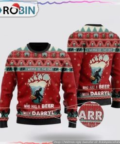 Bigfoot Darryl Christmas Ugly Sweater Be The One To Share A Beer Gifts For Bigfoot Lovers