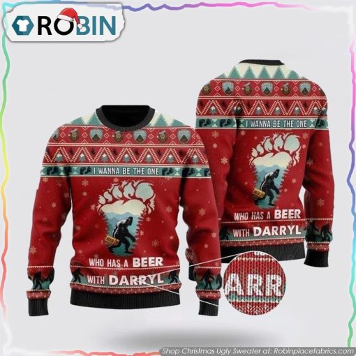 Bigfoot Darryl Christmas Ugly Sweater Be The One To Share A Beer Gifts For Bigfoot Lovers