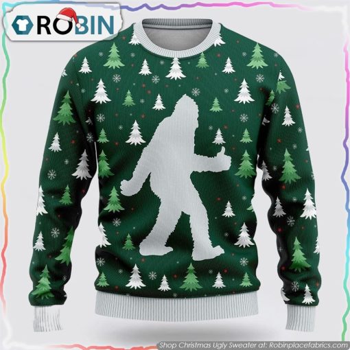Bigfoot Funny Green Pattern Ugly Christmas Sweater