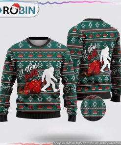 Bigfoot I Steal Gifls Christmas Ugly Sweater