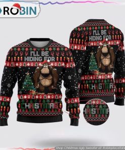 Bigfoot I’ll Be Hiding For Christmas Ugly Christmas Sweater