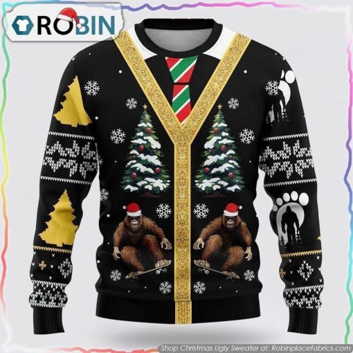 Bigfoot Master Surfer Ugly Christmas Sweater