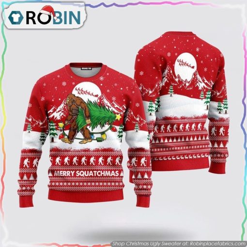Bigfoot Mery Squatchmas Ugly Christmas Sweater For Gifts For Bigfoot Lovers