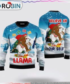 Bigfoot Riding Llama Ugly Christmas Sweater Gifts For Bigfoot Lovers