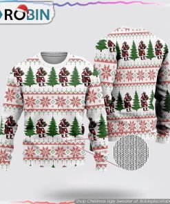 Bigfoot Santa Claus And Pine Tree Christmas Ugly Sweater Bigfoot Santa Claus And Pine Tree Christmas Ugly Sweater