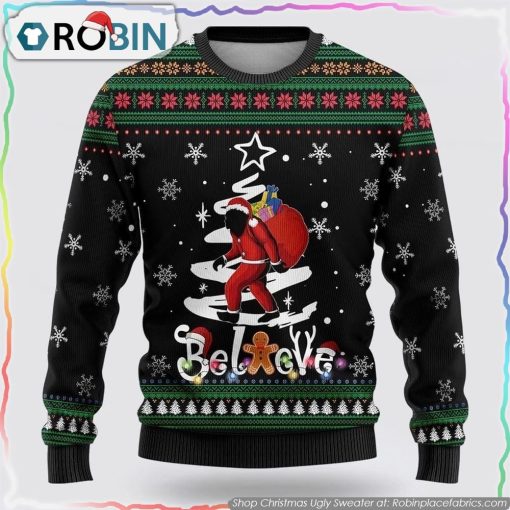 Bigfoot Santa Claus Gifts Ugly Christmas Sweater