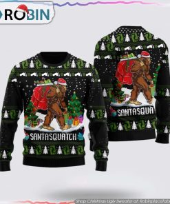 Bigfoot Santasquatch Ugly Christmas Sweater Gifts For Bigfoot Believers