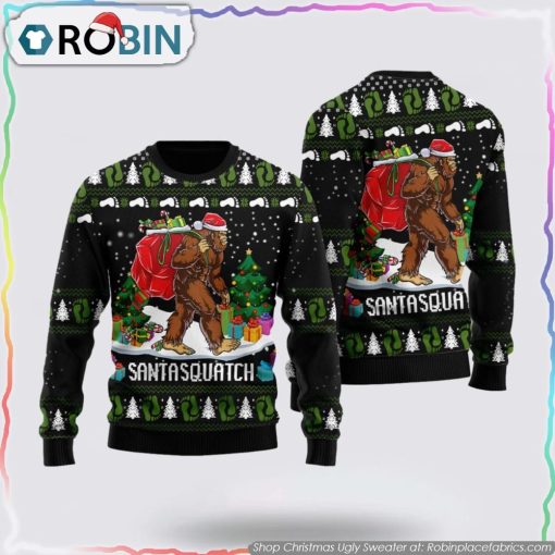 Bigfoot Santasquatch Ugly Christmas Sweater Gifts For Bigfoot Believers