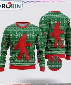 Bigfoot Sasquatch Funny Green Pattern Ugly Christmas Sweater