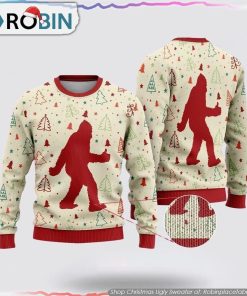 Bigfoot Sasquatch Funny White Pattern Christmas Ugly Sweater