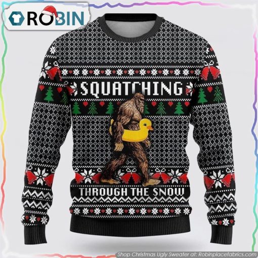 Bigfoot Squatching Duck Ugly Christmas Sweater
