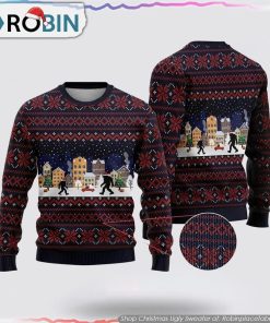 Bigfoot Winter City Ugly Christmas Sweater