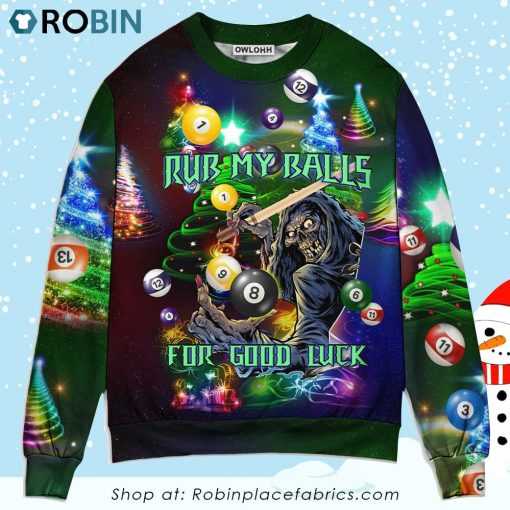 Billiard Rub My Ball For Christmas Ugly Christmas Sweater